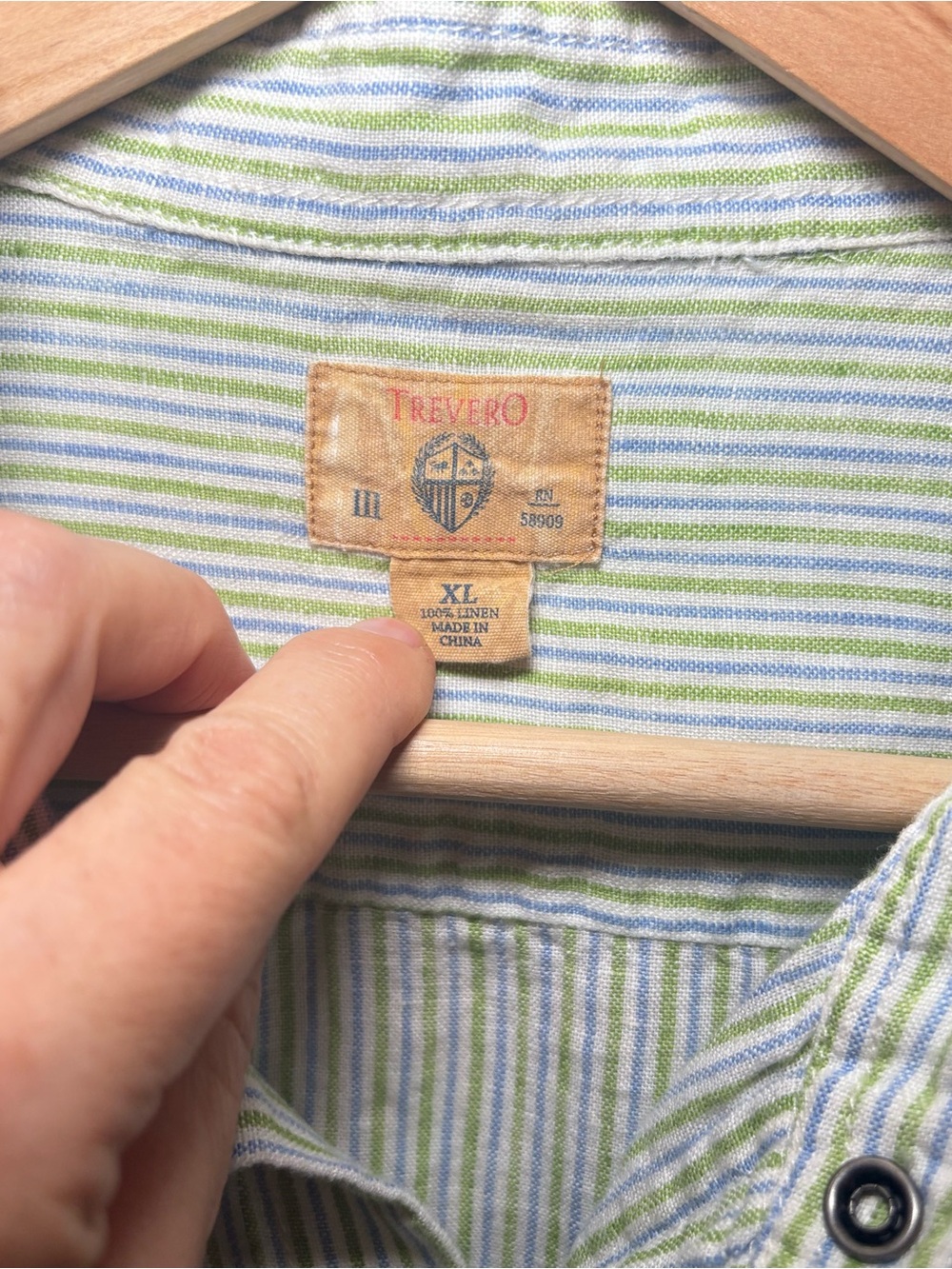 100% Linen Coastal Stripe Button-Up Shirt | Euro Summer Resort Casual - Picture 4 of 8